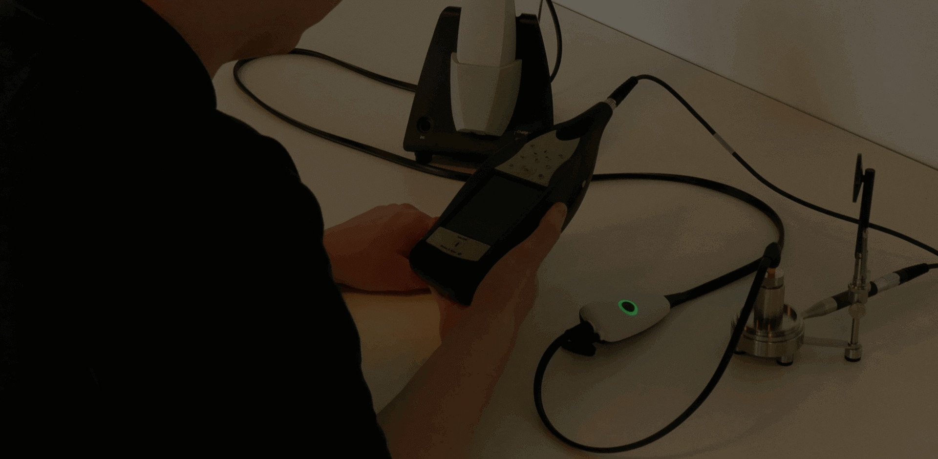 Audiological equipment being serviced