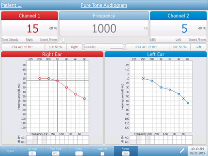 Pure Tone Audiometry Testing Screen