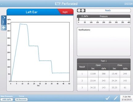 Eustachian Tube Function Test Screen with Perforated Result