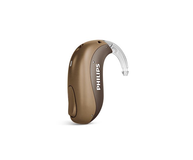 See an example of the rechargeable Philips HearLink mini behind the ear hearing aids also called miniBTE T R from Philips Hearing Solutions