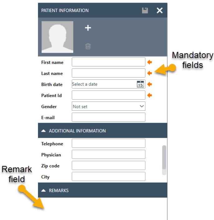 Screenshot of patient info panel in Otoaccess Database
