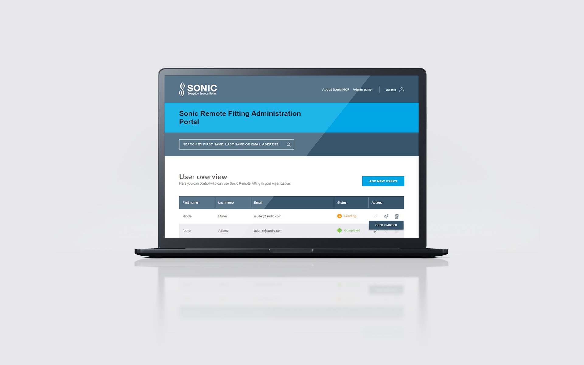 Remote Fitting Admin Portal on laptop screen