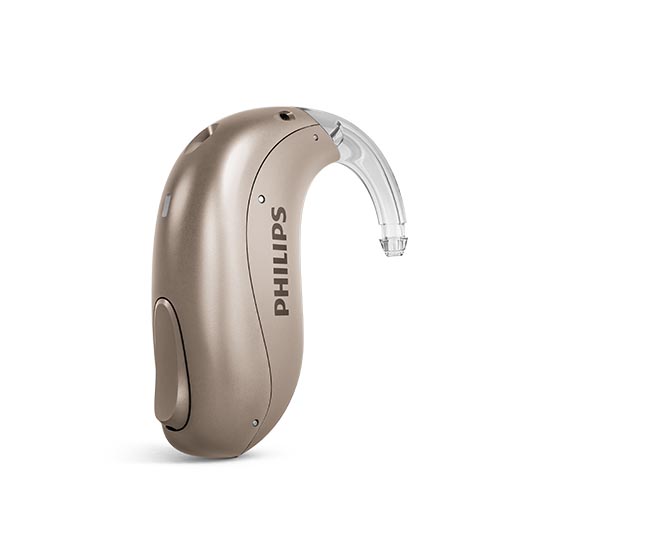 Zobacz przykład zausznych aparatów słuchowych Philips HearLink miniBTE T R z opcją ładowania od Philips Hearing Solutions