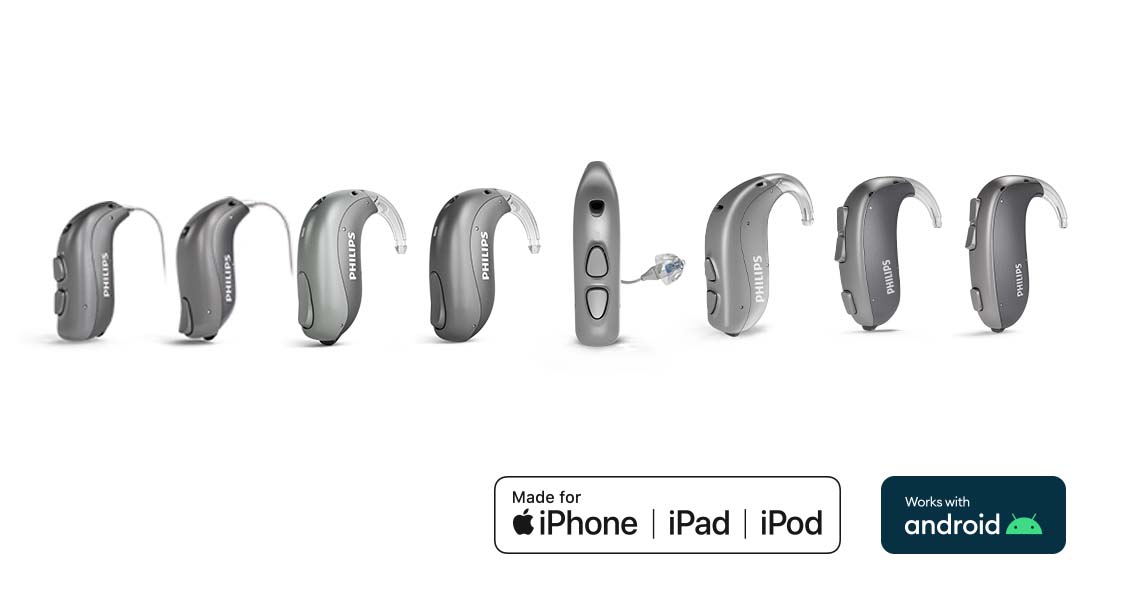 Kulak içi alıcı (RITE) ve kulak arkası (BTE) modelleriyle Philips HearLink işitme cihazlarının portföyü