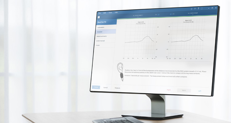 為專業人士提供的飛利浦 HearSuite (Real Ear Fit) 螢幕截圖。與飛利浦 HearLink 助聽器配合使用的調整軟體。